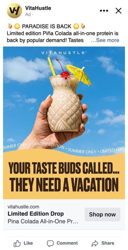 Vita Hustle ad, static