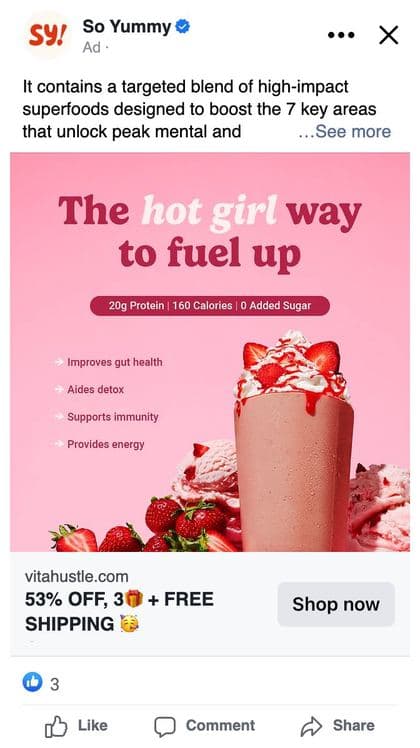 Vita Hustle ad, static