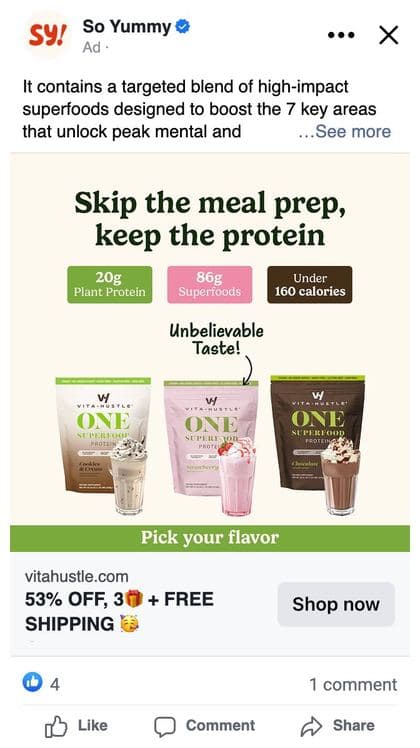 Vita Hustle ad, static